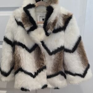Janie and Jack Girls Faux Fur Coat in White, Black, Brown